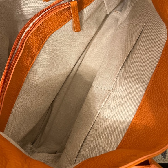 Mark & Graham Elisabetta Slouch Leather Handbag Tangerine Pebbled Leather - Picture 3 of 10